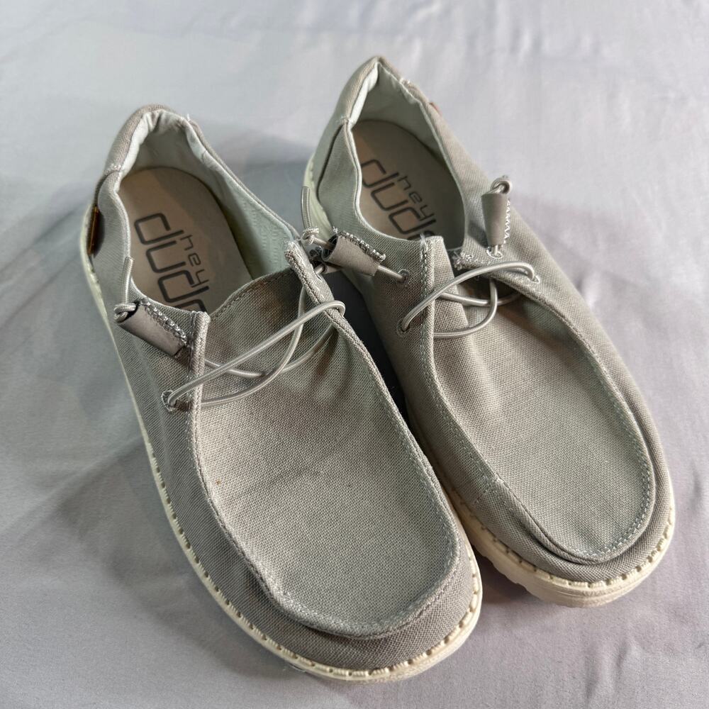 Hey Dude Wendy Chambray Light Grey Shoes Womens Size 8 Slip On NWOT